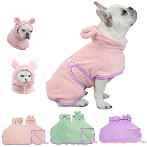 Quick-Dry Hooded Dog Bathrobe - photo 1